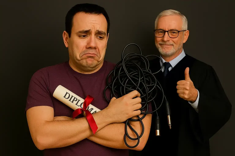 How Much Does Audio Engineering School Cost in 2026? Every Major Option Compared 3 Audio college graduate tangled in cables